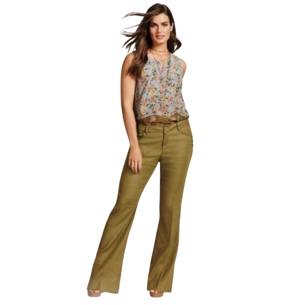 Cabi Charlie Trouser Green Linen Blend 10L 70s Groovy Festival Hippie Gypsy‎ NWT